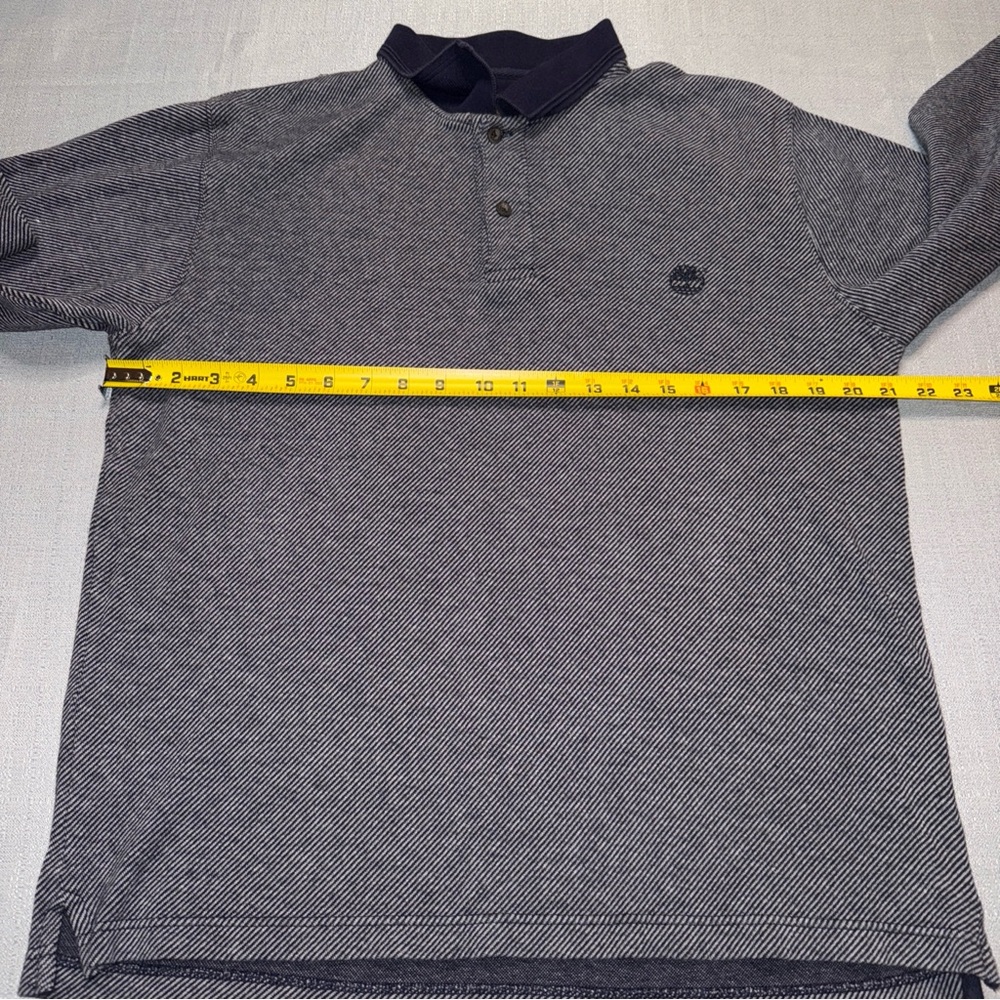 Men's timberland navy/Gray Long Sleeve Polo Shirt size M - Picture 5 of 7